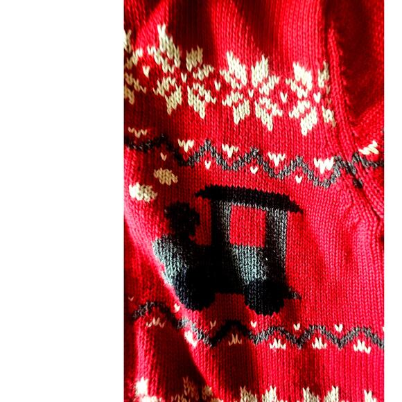 Oshkosh Sweater, Full Zip Train Snowflake Winter Red Boys Knit Sweater, 18 mos - Picture 6 of 6